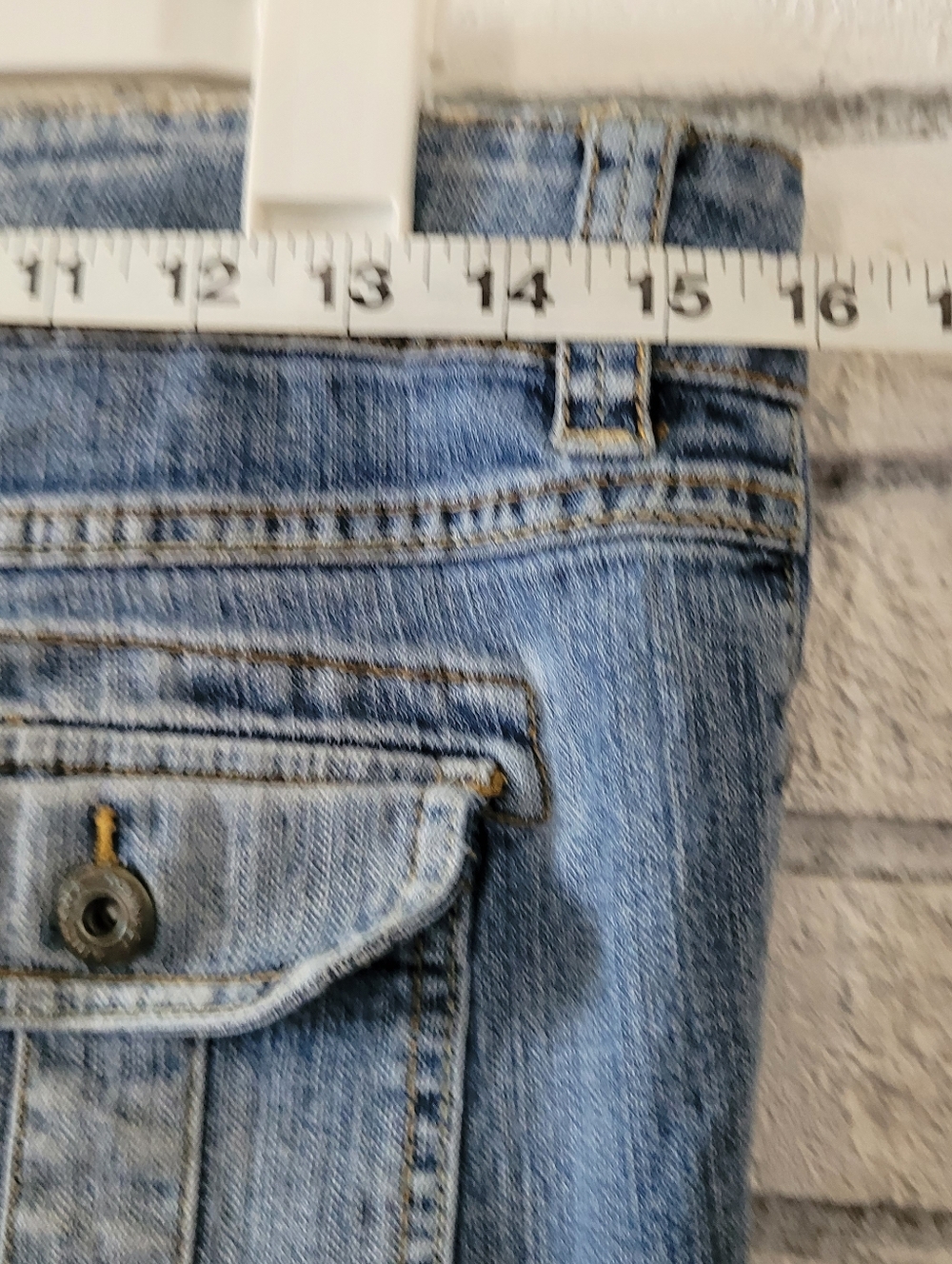 Y2K Arizona Jean Co. Cargo Flare Jeans Medium Wash Low-Mid Rise Juniors 14.5 - Picture 4 of 6